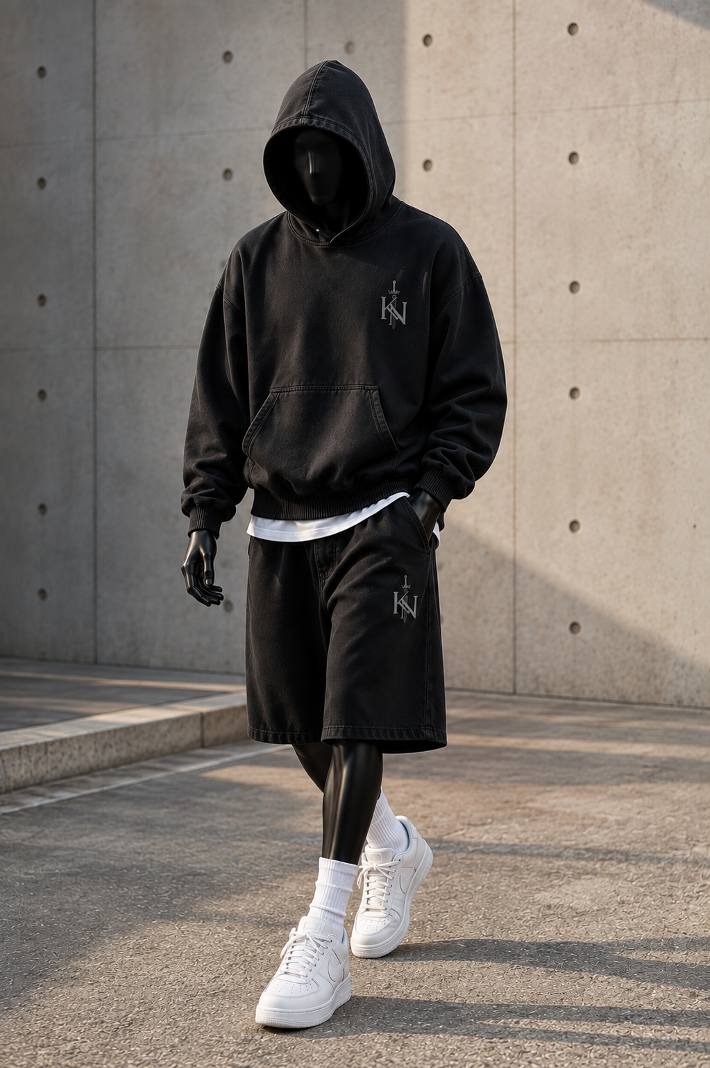Washed Hoodie Short Set