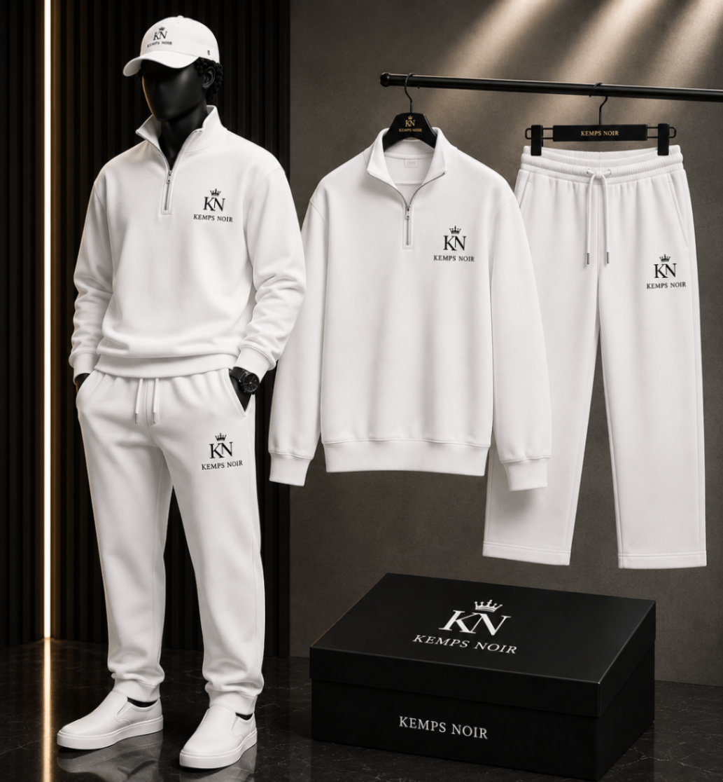 Kemps Noir ivory quarter-zip tracksuit